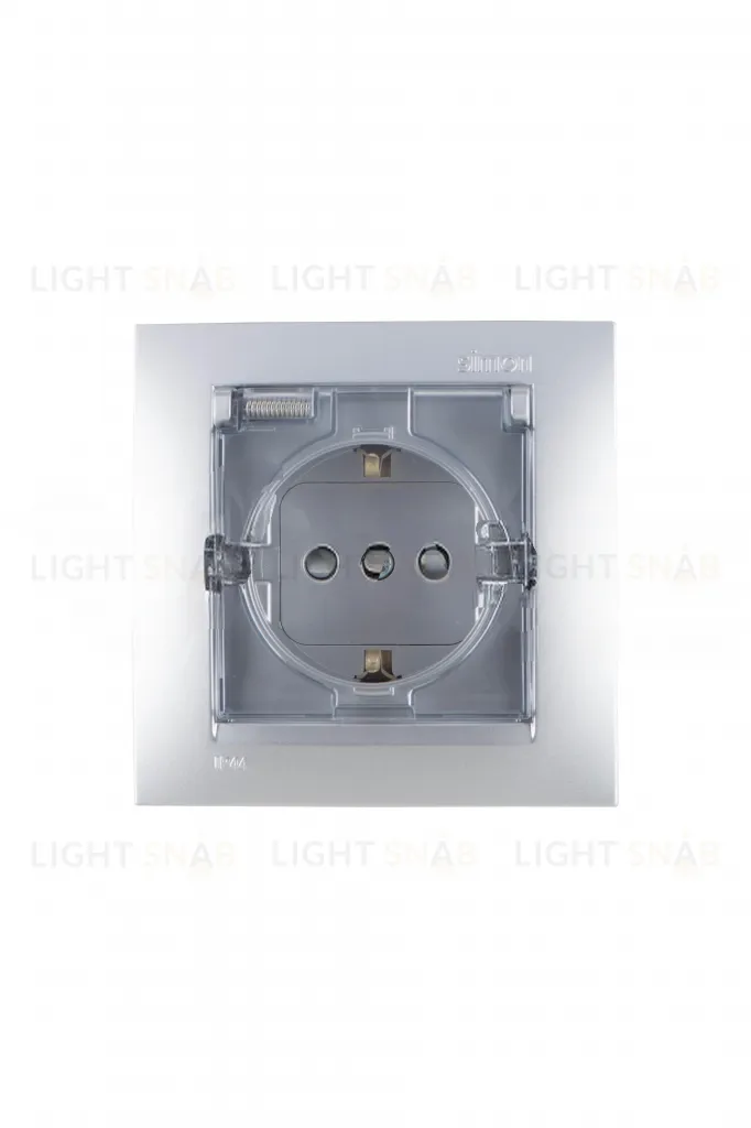 Розетка с заземлением со шторками и крышкой Simon 15 16А/250В, IP44, алюминий 1590450-033 1590450-033