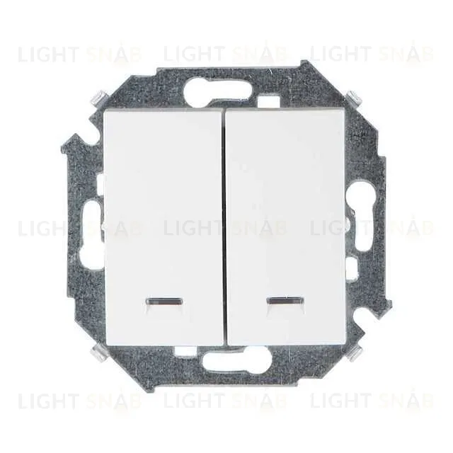 Выключатель двухклавишный Simon 15 с подсветкой (белый) 1591392-030 1591392-030