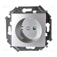 Розетка с заземлением и шторками Simon 15 16А/250В (алюминий) 1591443-033 1591443-033