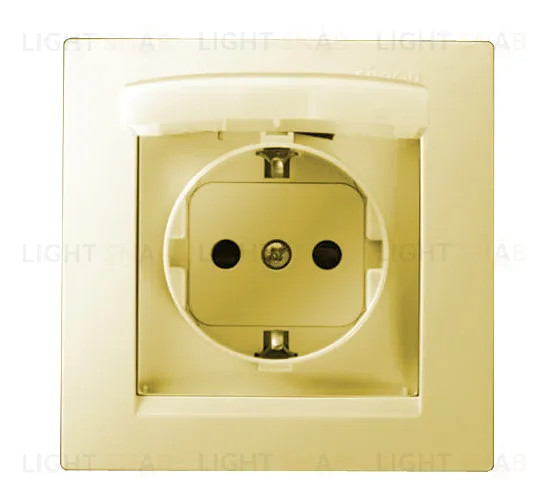 Розетка с заземлением со шторками и крышкой Simon 15 16А/250В, IP-44 , в комплекте с рамкой (слоновая кость) 1590450-031 1590450-031