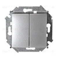 Выключатель двухклавишный Simon 15 (алюминий) 1591398-033 1591398-033