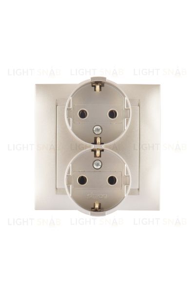 Розетка двойная с заземлением моноблок Simon 15 16А/250В, винтовой зажим, шампань 1590459-034 1590459-034