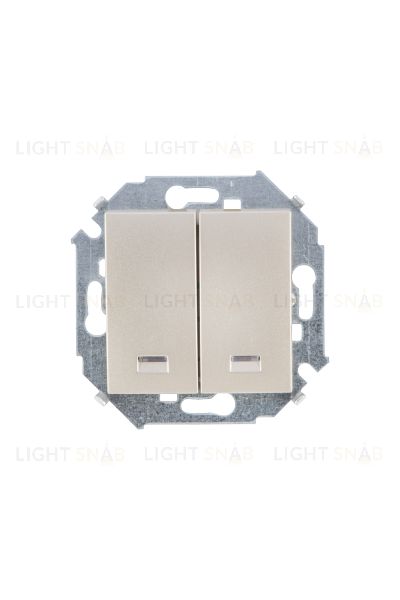 Двухклавишный выключатель Simon 15 с подсветкой, шампань 1591392-034 1591392-034