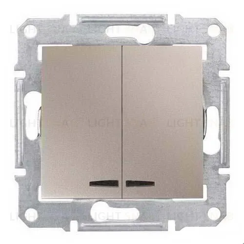 Двухклавишный выключатель с синей подсветкой Schneider Electric Sedna, титан SDN0300368 SDN0300368