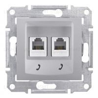 Телефонная розетка двойная Schneider Electric Sedna (RJ11), алюминий SDN4201160 SDN4201160
