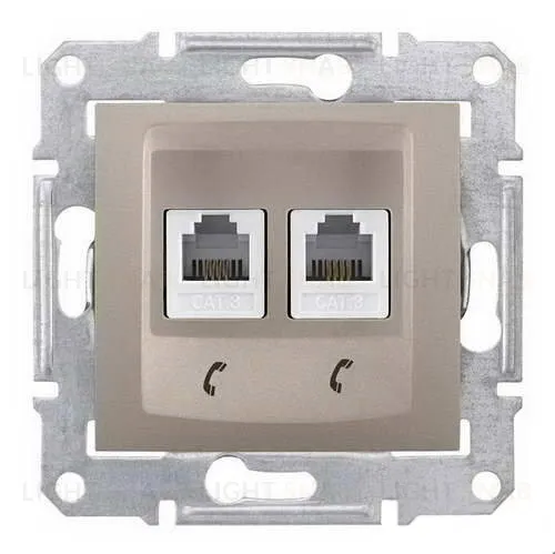 Телефонная розетка двойная Schneider Electric Sedna (RJ11), титан SDN4201168 SDN4201168