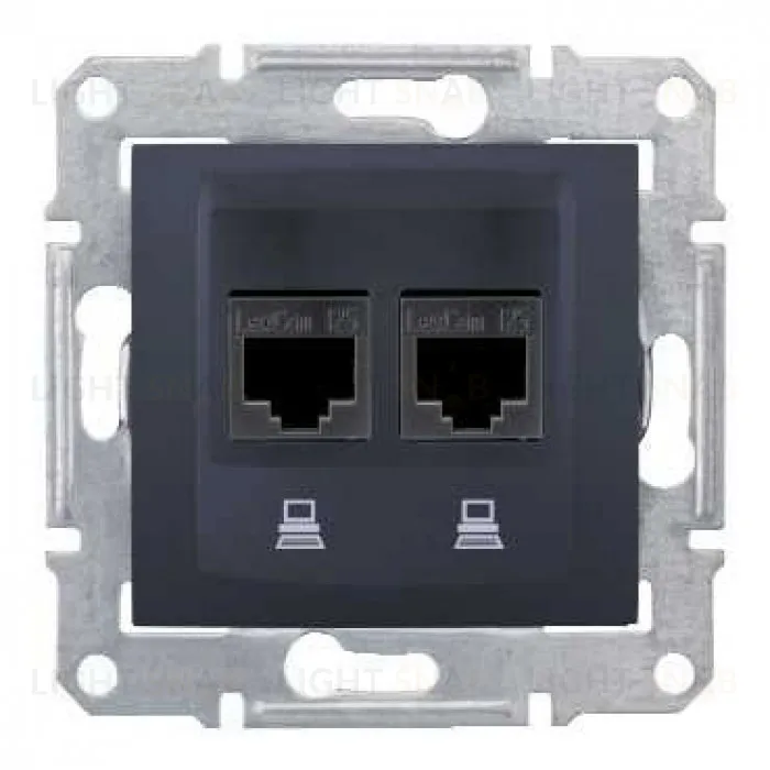 Компьютерная розетка двойная Schneider Electric Sedna (RJ45), 5e, экранированная, графит SDN4600170 SDN4600170