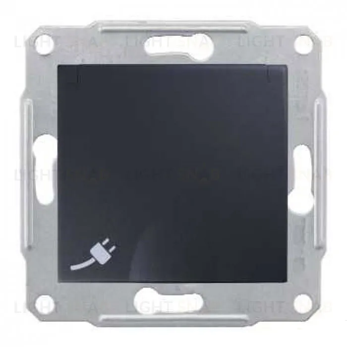 Розетка электрическая с заземлением с защитными шторками и крышкой Schneider Electric Sedna, винтовые клеммы, графит SDN3100170 SDN3100170