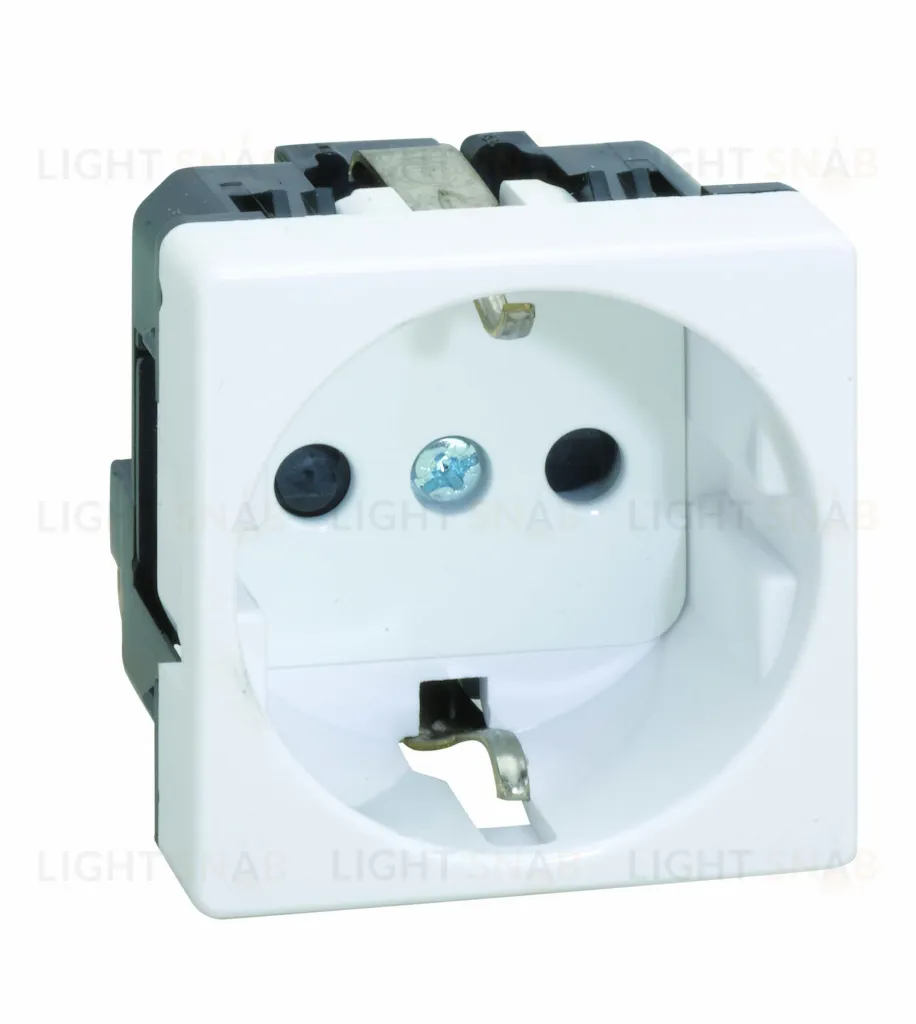 Розетка с заземлением и шторками Simon 27, 10-16А/250В, безвинтовой зажим (белый) 27432-65 27432-65
