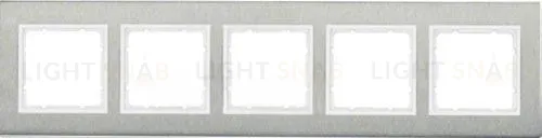 Рамка пятерная вертикальная Berker B.7 металл нержавеющая сталь, полярная белизна 10153609 10153609