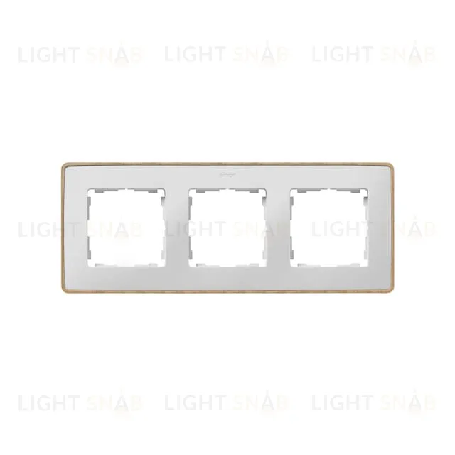 Рамка Simon 82 Detail Натуральное дерево, 3 поста (белая с деревянным основанием) 8201630-270 8201630-270