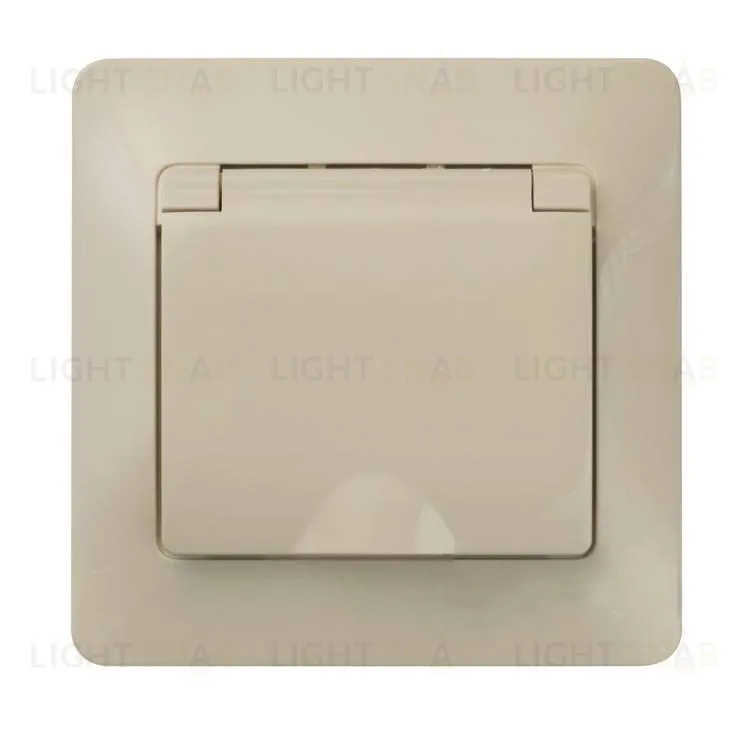 Розетка с рамкой с заземлением со шторками и откидной крышкой Schneider Electric Glossa, IP44 винтовые зажимы 16А/250В, бежевый GSL000246 GSL000246