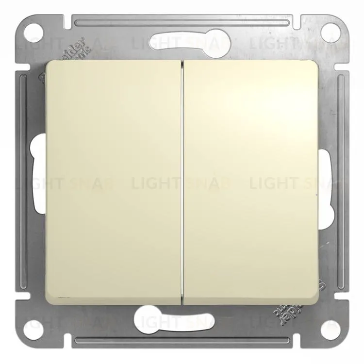 Выключатель двухклавишный проходной Schneider Electric Glossa (вкл/выкл с 2-х мест) бежевый GSL000265 GSL000265