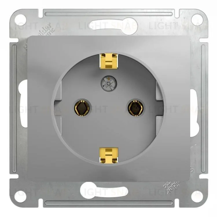 Розетка с заземлением Schneider Electric Glossa, винтовые зажимы, алюминий GSL000343 GSL000343