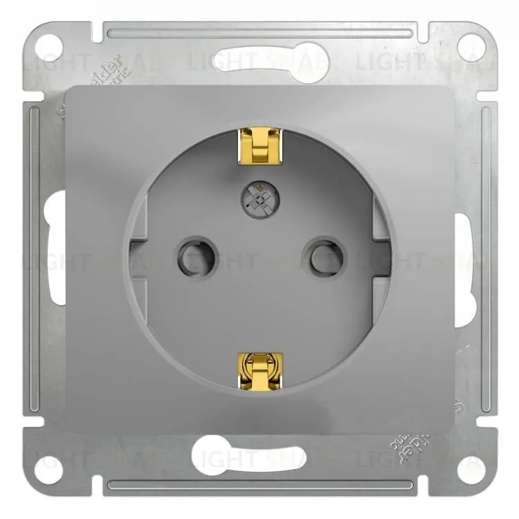 Розетка с заземлением со шторками Schneider Electric Glossa, винтовые зажимы, 16А/250В, алюминий GSL000345 GSL000345