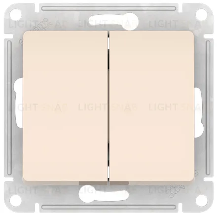 Выключатель двухклавишный проходной Schneider Electric Glossa (вкл/выкл с 2-х мест) быстрозажим. клем., бежевый GSL000265S GSL000265S
