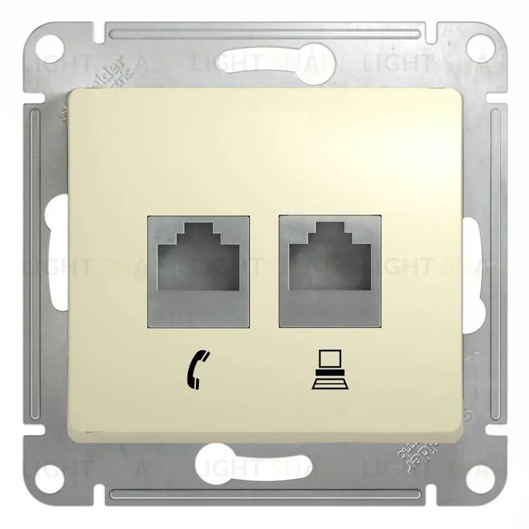 Розетка двойная компьютерная и телефонная Schneider Electric Glossa бежевый GSL000285 GSL000285