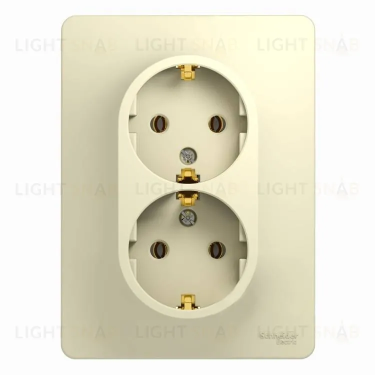 Розетка двойная с заземлением Schneider Electric Glossa, винтовые зажимы, бежевый GSL000224 GSL000224