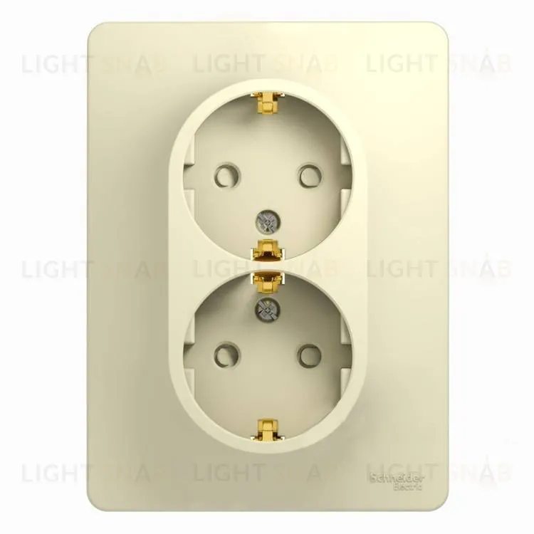 Розетка двойная с заземлением со шторками Schneider Electric Glossa, винтовые клеммы, бежевый GSL000226 GSL000226