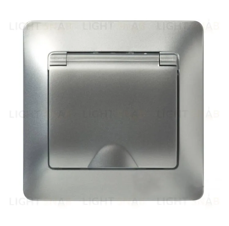 Розетка с рамкой с заземлением со шторками и откидной крышкой Schneider Electric Glossa, IP44 винтовые зажимы 16А/250В, алюминий GSL000346 GSL000346