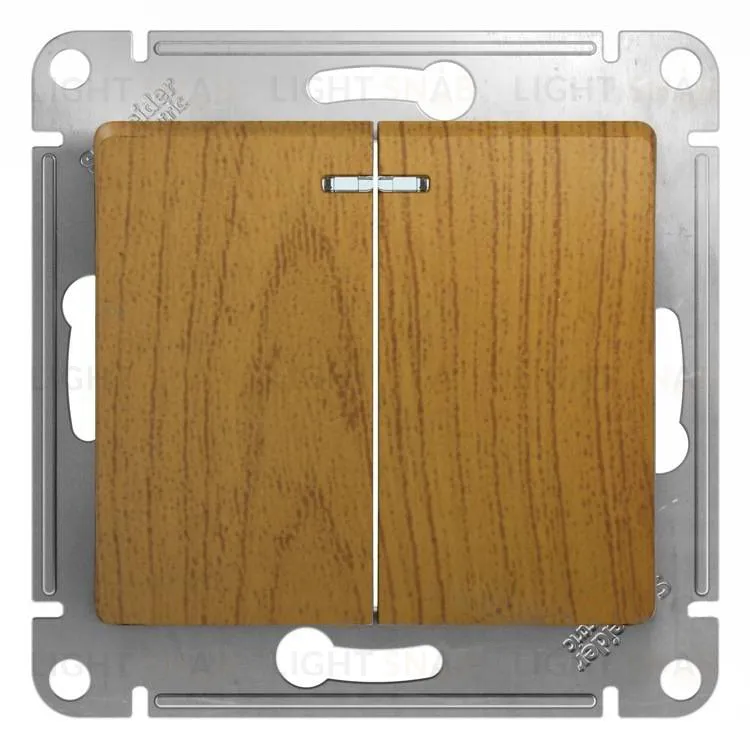 Выключатель двухклавишный с подсветкой Schneider Electric Glossa дуб GSL000553 GSL000553