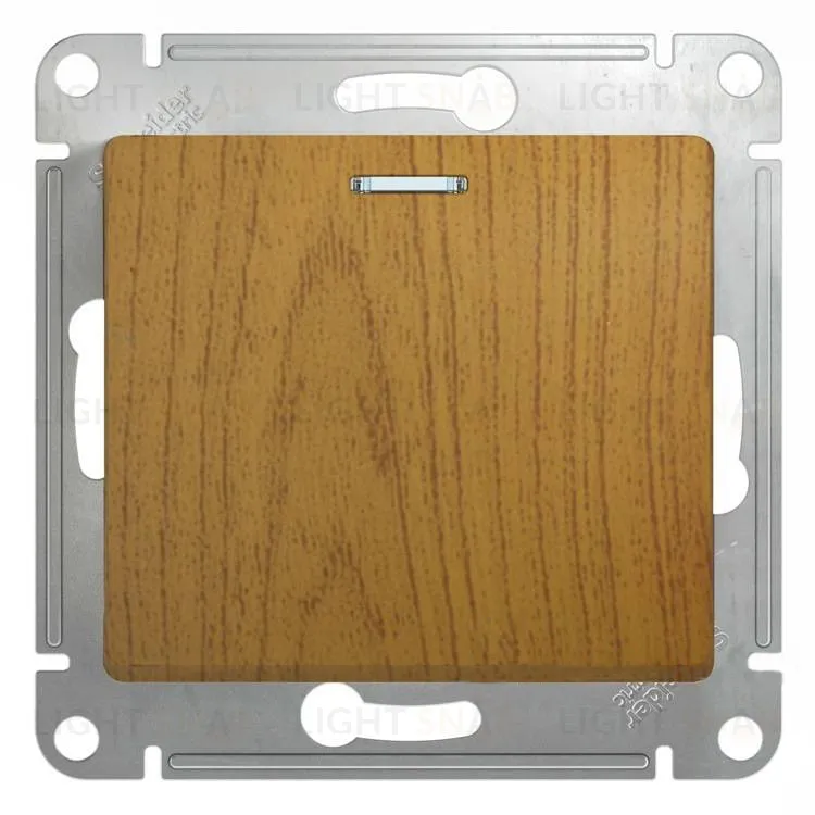 Выключатель одноклавишный проходной с подсветкой Schneider Electric Glossa (вкл/выкл из 2-мест) дуб GSL000563 GSL000563