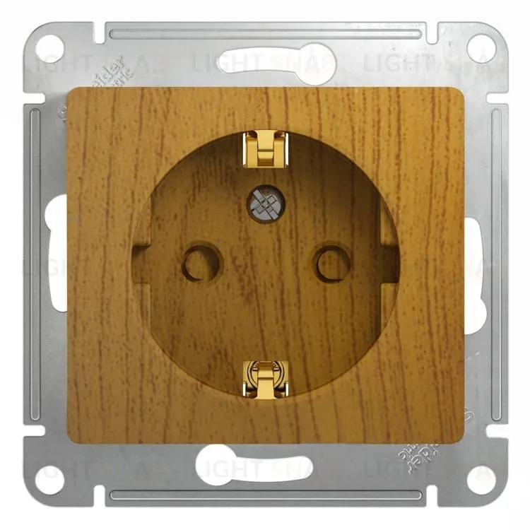 Розетка с заземлением со шторками Schneider Electric Glossa, винтовые зажимы, 16А/250В, дуб GSL000545 GSL000545