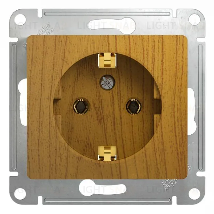 Розетка с заземлением Schneider Electric Glossa, винтовые зажимы, дуб GSL000543 GSL000543