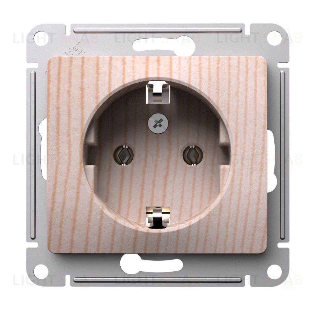 Розетка с заземлением Schneider Electric Glossa, винтовые зажимы, сосна GSL001543 GSL001543