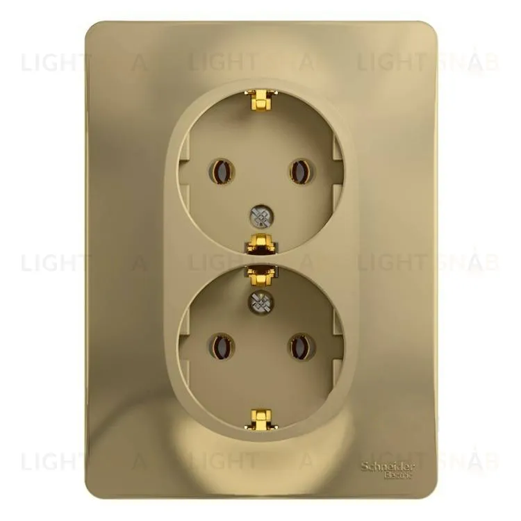 Розетка двойная с заземлением Schneider Electric Glossa, винтовые зажимы, титан GSL000424 GSL000424