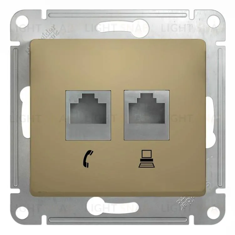 Розетка двойная компьютерная и телефонная Schneider Electric Glossa титан GSL000485 GSL000485