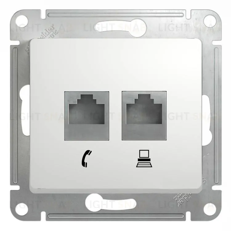 Розетка двойная компьютерная и телефонная Schneider Electric Glossa белый GSL000185 GSL000185