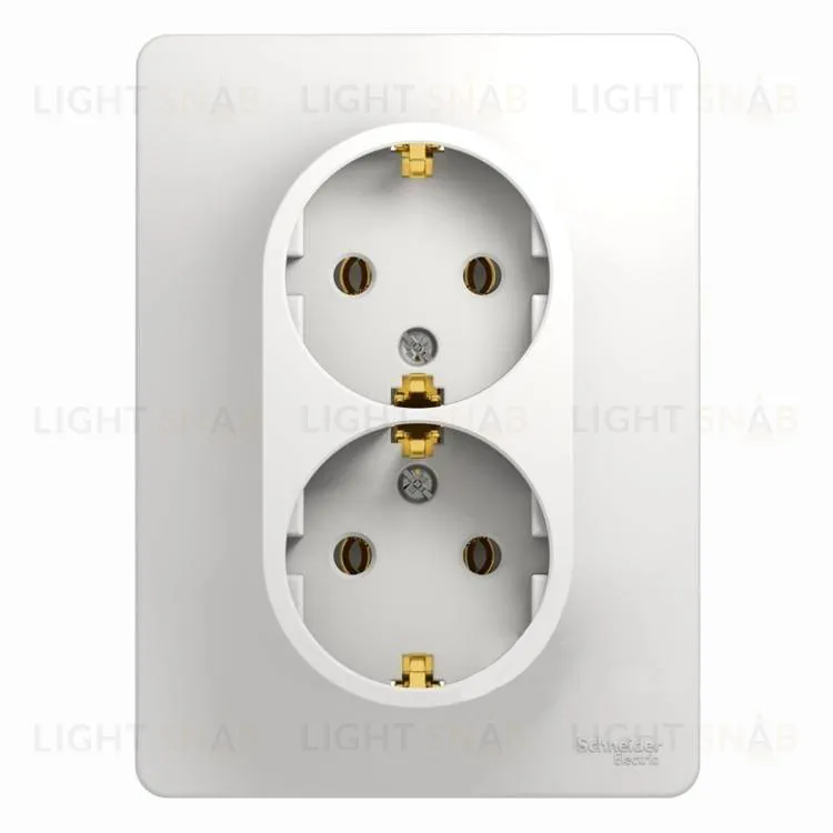 Розетка двойная с заземлением Schneider Electric Glossa, винтовые зажимы, белый GSL000124 GSL000124