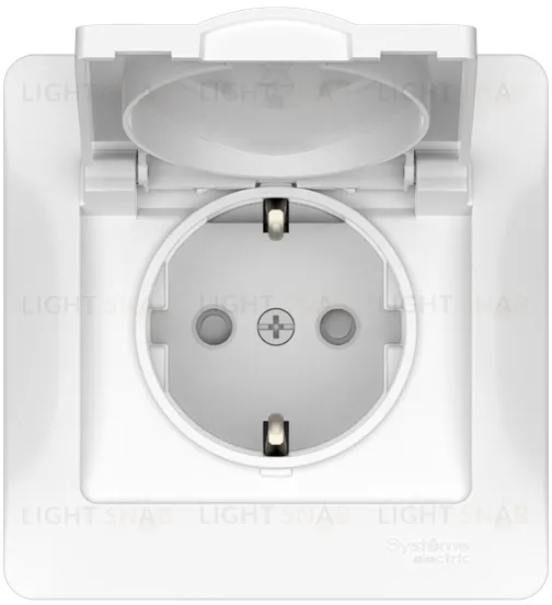Розетка в сборе с рамкой с заземлением со шторками и крышкой Schneider Electric Glossa, IP20 безвинтовые зажимы 16А/250В, белый GSL000146S GSL000146S