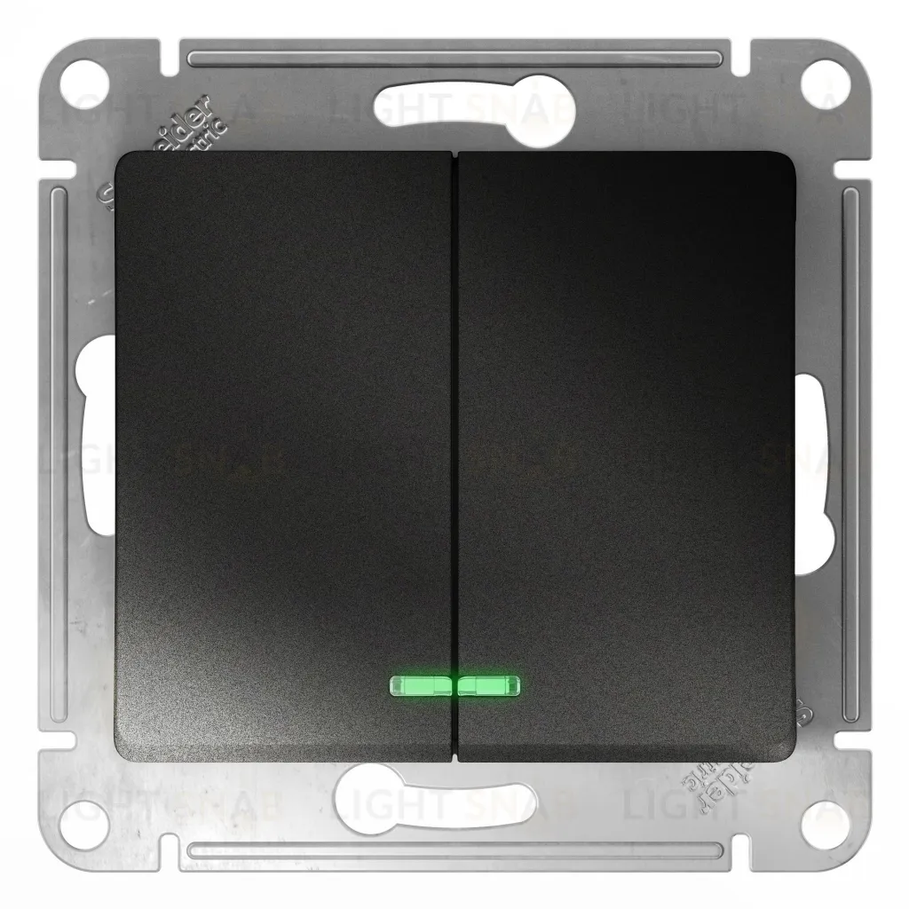 Выключатель двухклавишный с подсветкой Schneider Electric Glossa антрацит GSL000753 GSL000753