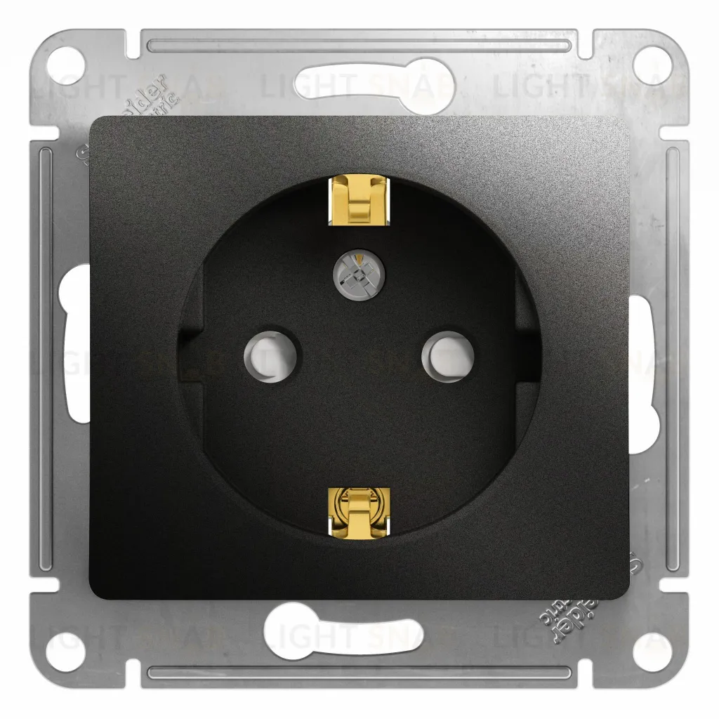 Розетка с заземлением со шторками Schneider Electric Glossa, винтовые зажимы, 16А/250В, антрацит GSL000745 GSL000745