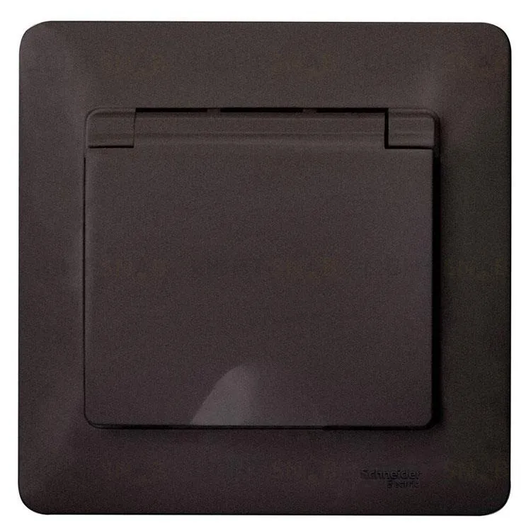 Розетка с рамкой с заземлением со шторками и откидной крышкой Schneider Electric Glossa, IP20 винтовые зажимы 16А/250В, антрацит GSL000746 GSL000746