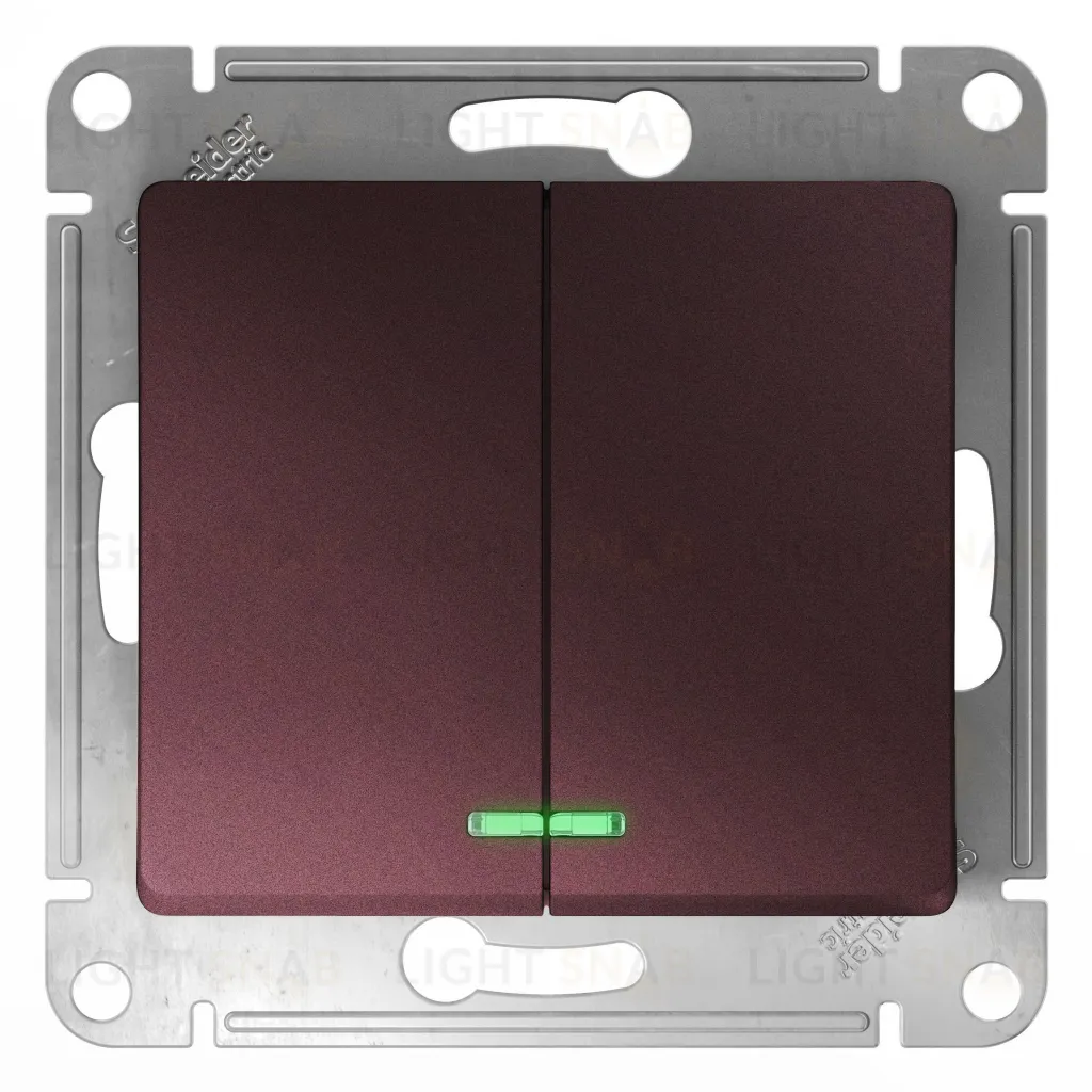 Выключатель двухклавишный с подсветкой Schneider Electric Glossa баклажановый GSL001153 GSL001153