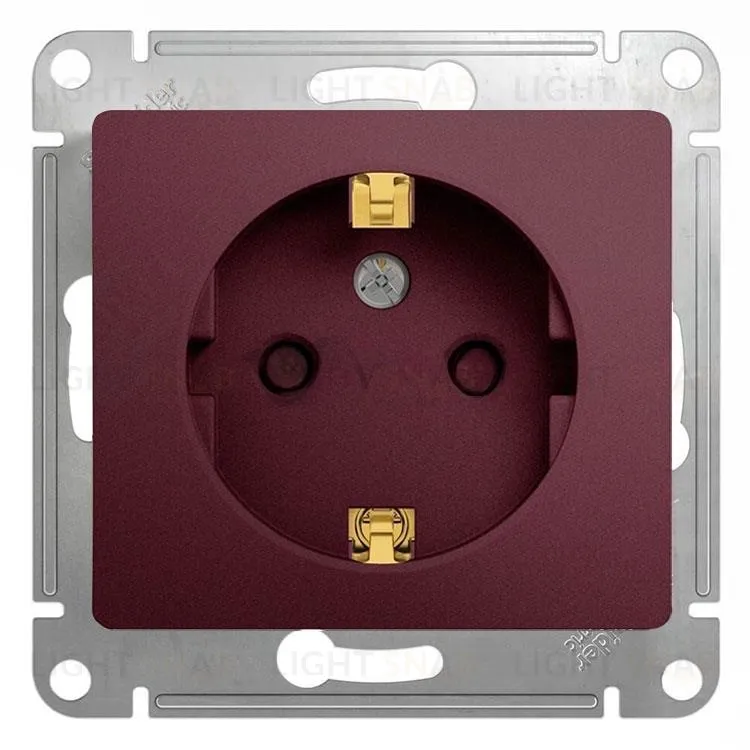 Розетка с заземлением со шторками Schneider Electric Glossa, винтовые зажимы, 16А/250В, баклажановый GSL001145 GSL001145