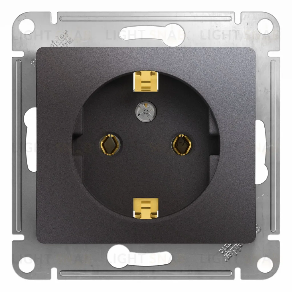 Розетка с заземлением Schneider Electric Glossa, винтовые зажимы, графит GSL001343 GSL001343