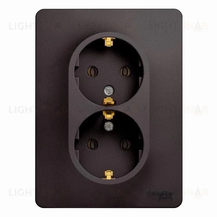 Розетка двойная с заземлением Schneider Electric Glossa, винтовые зажимы, графит GSL001324 GSL001324