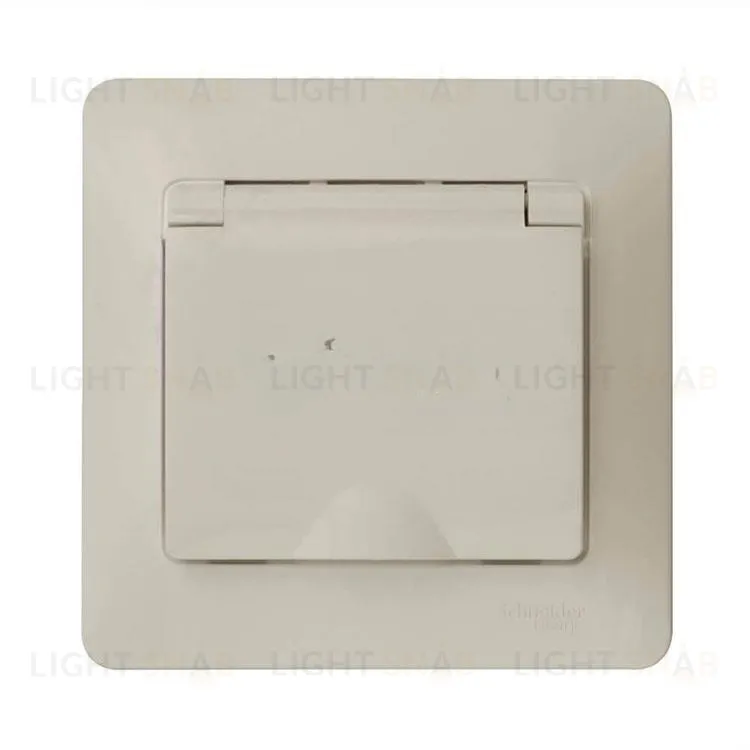 Розетка с рамкой с заземлением со шторками и откидной крышкой Schneider Electric Glossa, IP20 винтовые зажимы 16А/250В, молочный GSL000946 GSL000946