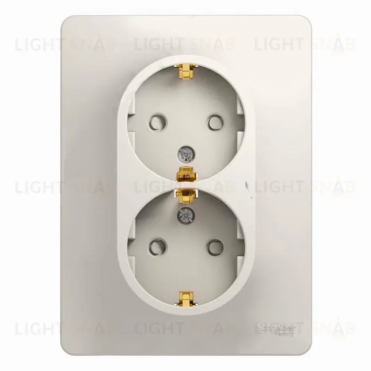 Розетка двойная с заземлением Schneider Electric Glossa, винтовые зажимы, молочный GSL000924 GSL000924