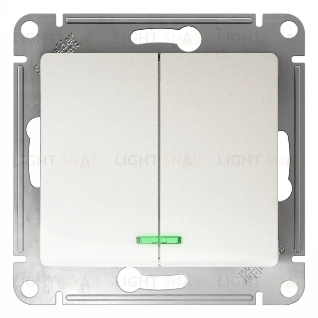 Выключатель двухклавишный с подсветкой Schneider Electric Glossa перламутр GSL000653 GSL000653