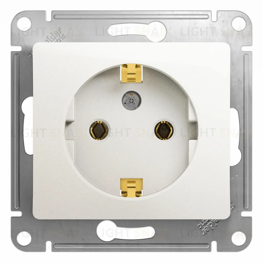 Розетка с заземлением Schneider Electric Glossa, винтовые зажимы, перламутр GSL000643 GSL000643