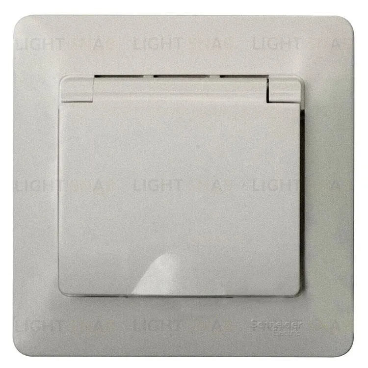 Розетка с рамкой с заземлением со шторками и откидной крышкой Schneider Electric Glossa, IP20 винтовые зажимы 16А/250В, перламутр GSL000646 GSL000646