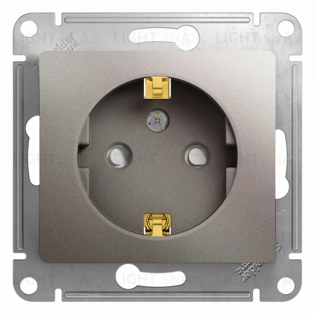 Розетка с заземлением со шторками Schneider Electric Glossa, винтовые зажимы, 16А/250В, платина GSL001245 GSL001245