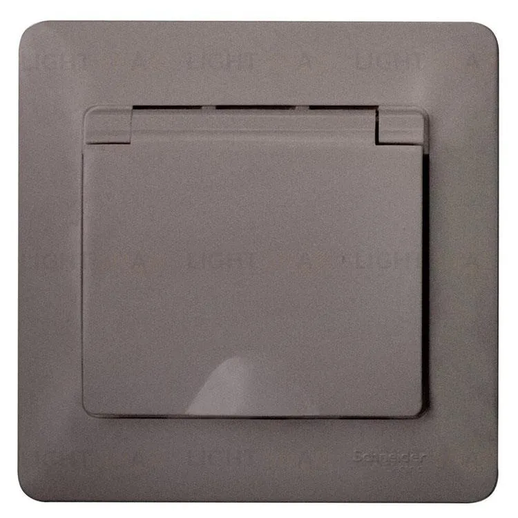 Розетка с рамкой с заземлением со шторками и откидной крышкой Schneider Electric Glossa, IP20 винтовые зажимы 16А/250В, платина GSL001246 GSL001246