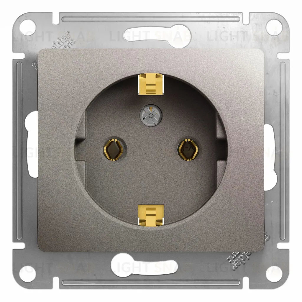 Розетка с заземлением Schneider Electric Glossa, винтовые зажимы, платина GSL001243 GSL001243