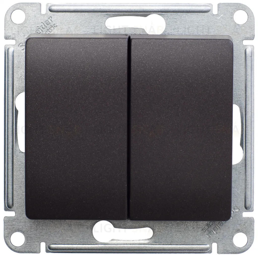 Переключатель двухклавишный Schneider Electric Glossa (вкл/выкл с 2-х мест), шоколад GSL000865 GSL000865